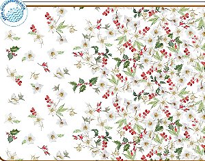 SARJA DIGITAL 100% ALGODÃO ESTAMPADA IMPERMEÁVEL AZEVINHO DE NATAL 0,50cm X 1,70m | PM050S01