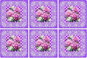 TRICOLINE DIGITAL 100% ALGODÃO ESTAMPADA ALMOFADAS DE ROSAS 3PEÇAS 0,49cm x 1,50m | JS067C01