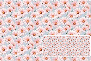 TRICOLINE DIGITAL 100% ALGODÃO ESTAMPADA 3D FLORAL DAISIES 0,50cm x 1,50m | 93677C01