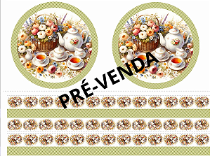 SARJA DIGITAL 100% ALGODÃO ESTAMPADA JARDIM DA REALEZA| AMERICANO REDONDO 3D [10 PEÇAS + 5 BARRADOS] 1,26m X 1,70m | LUO0001
