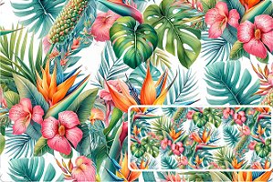 TECIDO TRICOLINE DIGITAL 100% ALGODÃO ESTAMPADO 3D STRELITZIA 0,50cm X 1,50m | 93774C01