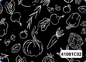 TRICOLINE ROTATIVO 100% ALGODÃO ESTAMPADO GOURMET 0,50cm X 1,50m | 41081C02
