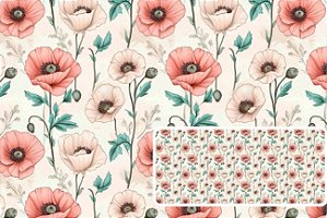 TECIDO TRICOLINE DIGITAL 100% ALGODÃO ESTAMPADO FLORAL MEDIO 0,50cm X 1,50m | 93702C01