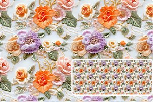 TRICOLINE DIGITAL 100% ALGODÃO ESTAMPADA 3D FLORES CHEIAS 0,50cm x 1,50m | 93713C01
