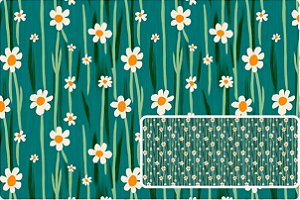 TRICOLINE DIGITAL 100% ALGODÃO ESTAMPADA  MARGARIDA PEQUENA 0,50cm X 1,50m | 93723C01