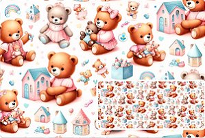 TRICOLINE DIGITAL 100% ALGODÃO ESTAMPADA  ANIMAIS URSINHOS 0,50cm X 1,50m | 93598C01