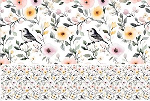 TRICOLINE DIGITAL 100% ALGODÃO ESTAMPADA PASSAROS COM FLORES 0,50cm X 1,50m | 93707C01