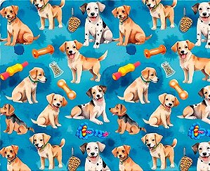 TRICOLINE DIGITAL 100% ALGODÃO ESTAMPADA ANIMAIS CACHORROS 0,50cm X 1,50m | 93767C01