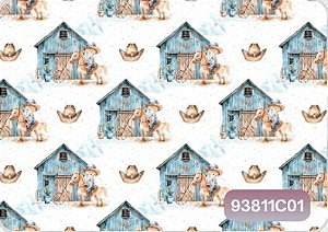 TRICOLINE DIGITAL 100% ALGODÃO ESTAMPADA ANIMAIS COUNTRY 0,50cm X 1,50m | 93811C01