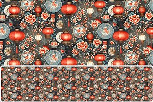 TRICOLINE DIGITAL 100% ALGODÃO ESTAMPADA ORIENTAL 0,50cm x 1,50m | 93820C01