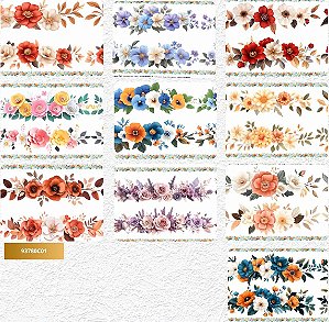 TRICOLINE DIGITAL 100% ALGODÃO BARRADO ESTAMPADA FLORAL FAIXAS DUPLAS 0,55cm x 1,50m | 93780C01