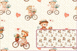 TRICOLINE DIGITAL 100% ALGODÃO ESTAMPADA ANIMAIS URSO 0,50cm X 1,50m | 93858C01