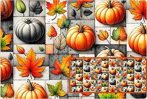 TRICOLINE DIGITAL 100% ALGODÃO ESTAMPADA ABÓBORAS 0,50cm x 1,50m | 93824C01