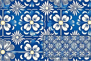 TRICOLINE DIGITAL 100% ALGODÃO ESTAMPADA AZULEJO FLORAL 0,50cm X 1,50m | 93873C01