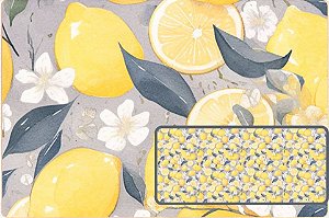 TRICOLINE DIGITAL 100% ALGODÃO ESTAMPADA LIMÃO GRANDE COM FLORES 0,50cm X 1,50m | 93829C01