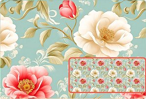 TECIDO TRICOLINE DIGITAL 100% ALGODÃO ESTAMPADO FLORAL GRANDE 0,50cm X 1,50m | 93845C01