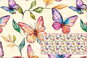 TECIDO TRICOLINE DIGITAL 100% ALGODÃO ESTAMPADO BORBOLETA 0,50cm X 1,50m | 93753C01