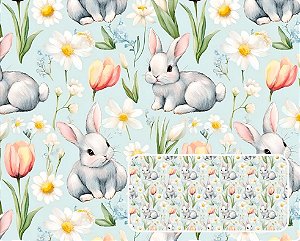 TRICOLINE DIGITAL 100% ALGODÃO ESTAMPADA PASCOA FLORIDA 0,50cm x 1,50m | P0045C01