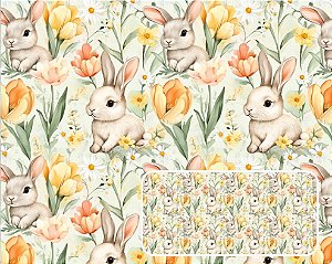 TRICOLINE DIGITAL 100% ALGODÃO ESTAMPADA PASCOA FLORIDA 0,50cm x 1,50m | P0046C01