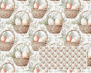 TRICOLINE DIGITAL 100% ALGODÃO ESTAMPADA PASCOA CAMPESTRE 0,50cm X 1,50m | P0052C01