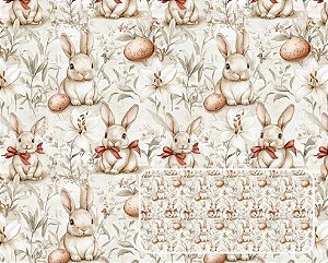 TRICOLINE DIGITAL 100% ALGODÃO ESTAMPADA PASCOA CAMPESTRE 0,50cm X 1,50m | P0053C01