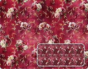 TRICOLINE DIGITAL 100% ALGODÃO ESTAMPADA FLORAL 0,50cm x 1,50m | JB020C01