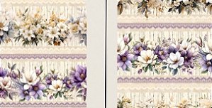 TRICOLINE DIGITAL 100% ALGODÃO ESTAMPADA BARRADO FLORES 0,55cm x 1,50m | CMC00118