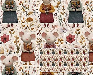 TRICOLINE DIGITAL 100% ALGODÃO ESTAMPADA ANIMAIS 0,50cm X 1,50m | CMC00105