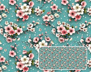 TRICOLINE DIGITAL 100% ALGODÃO ESTAMPADA ORIENTAL CUTE KOKESHI 0,50cm x 1,50m | CMC00115