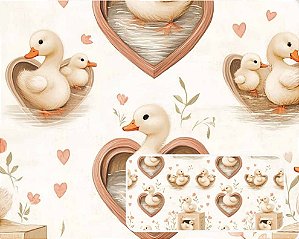 TRICOLINE DIGITAL 100% ALGODÃO ESTAMPADA ANIMAIS PATOS 0,50cm X 1,50m | 93895C01