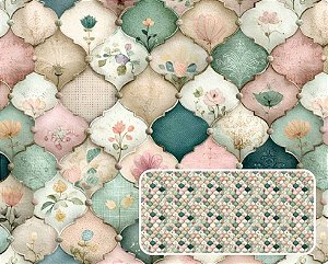 TRICOLINE DIGITAL 100% ALGODÃO ESTAMPADA 3D PATCHWORK BORDADO 0,50cm X 1,50m | 93916C01