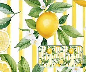 TRICOLINE DIGITAL 100% ALGODÃO ESTAMPADA LIMÃO FUNDO LISTRADO 0,50cm X 1,50m | 93884C01