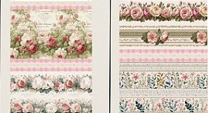 TRICOLINE DIGITAL 100% ALGODÃO BARRADO ESTAMPADA FLORAL 0,55cm x 1,50m | 93903C01