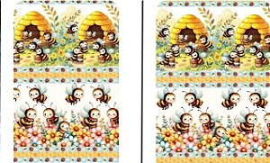 TRICOLINE DIGITAL 100% ALGODÃO BARRADO ESTAMPADA JOANINHAS E ABELHAS 0,55cm X 1,50m | 93917C01