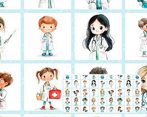 TECIDO TRICOLINE DIGITAL 100% ALGODÃO | PAINEL ESTAMPADO QUADROS MÉDICOS 0,50cm X 1,50m | 93928C01