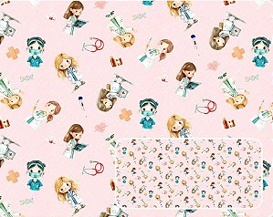 TECIDO TRICOLINE DIGITAL 100% ALGODÃO ESTAMPADO MÉDICOS 0,50cm X 1,50m | 93929C01