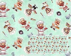 TECIDO TRICOLINE DIGITAL 100% ALGODÃO ESTAMPADO COZINHEIRO 0,50cm X 1,50m | 93933C01