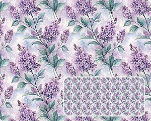 TECIDO TRICOLINE DIGITAL 100% ALGODÃO ESTAMPADO FLORAL LAVANDA 0,50cm X 1,50m | 93938C01