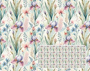 TECIDO TRICOLINE DIGITAL 100% ALGODÃO ESTAMPADO FLORAL IRIS 0,50cm X 1,50m | 93939C01