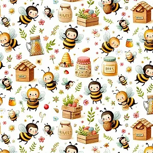 TRICOLINE DIGITAL 100% ALGODÃO ESTAMPADA JOANINHAS E ABELHINHAS 0,50cm X 1,50m | 93923C01