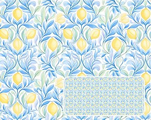 TECIDO TRICOLINE DIGITAL 100% ALGODÃO ESTAMPADO LIMÃO PEQUENO 0,50cm X 1,50m | 93954C01