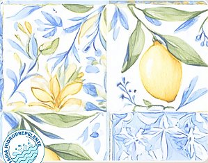 SARJA DIGITAL 100% ALGODÃO ESTAMPADA AZULEJO PETCHWORK LIMÃO 0,50cm X 1,70m | 93951S01