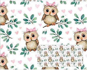 TRICOLINE DIGITAL 100% ALGODÃO ESTAMPADA ANIMAIS CORUJA 0,50cm X 1,50m | 93956C01