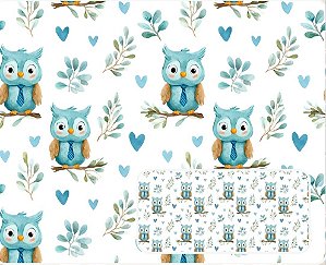 TRICOLINE DIGITAL 100% ALGODÃO ESTAMPADA ANIMAIS CORUJA 0,50cm X 1,50m | 93958C01