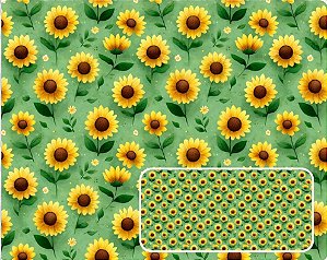 TECIDO TRICOLINE DIGITAL 100% ALGODÃO ESTAMPADO GIRASSOL 0,50cm X 1,50m | 93987C01