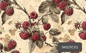 TRICOLINE DIGITAL 100% ALGODÃO ESTAMPADA VINTAGE FRUTAS 0,50cm x 1,50m | 94025C01