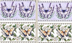 TRICOLINE DIGITAL 100% ALGODÃO BARRADO ESTAMPADA JARDIM DAS BORBOLETAS 0,55cm x 1,50m | 94074C01