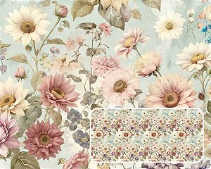 TRICOLINE DIGITAL 100% ALGODÃO ESTAMPADA VINTAGE PÁSSAROS 0,50cm x 1,50m | 94085C01