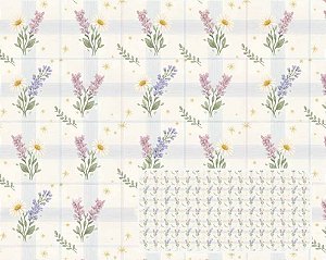 TECIDO TRICOLINE DIGITAL 100% ALGODÃO ESTAMPADO LAVANDA XADREZ 0,50cm X 1,50m | 94096C01