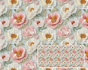 TECIDO TRICOLINE DIGITAL 100% ALGODÃO ESTAMPADO TEXTURA FLORAL 0,50cm X 1,50m | 94129C01